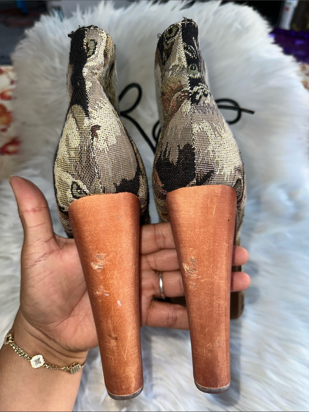 Jeffrey Campbell Lita Cat Tapestry Platform Heels/ Boots - Picture 7 of 14
